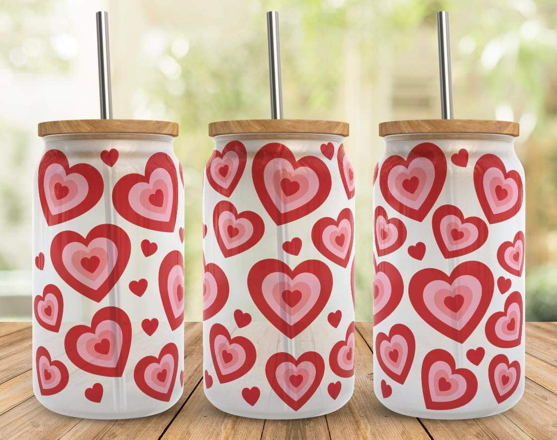 Hearts 16oz Glass