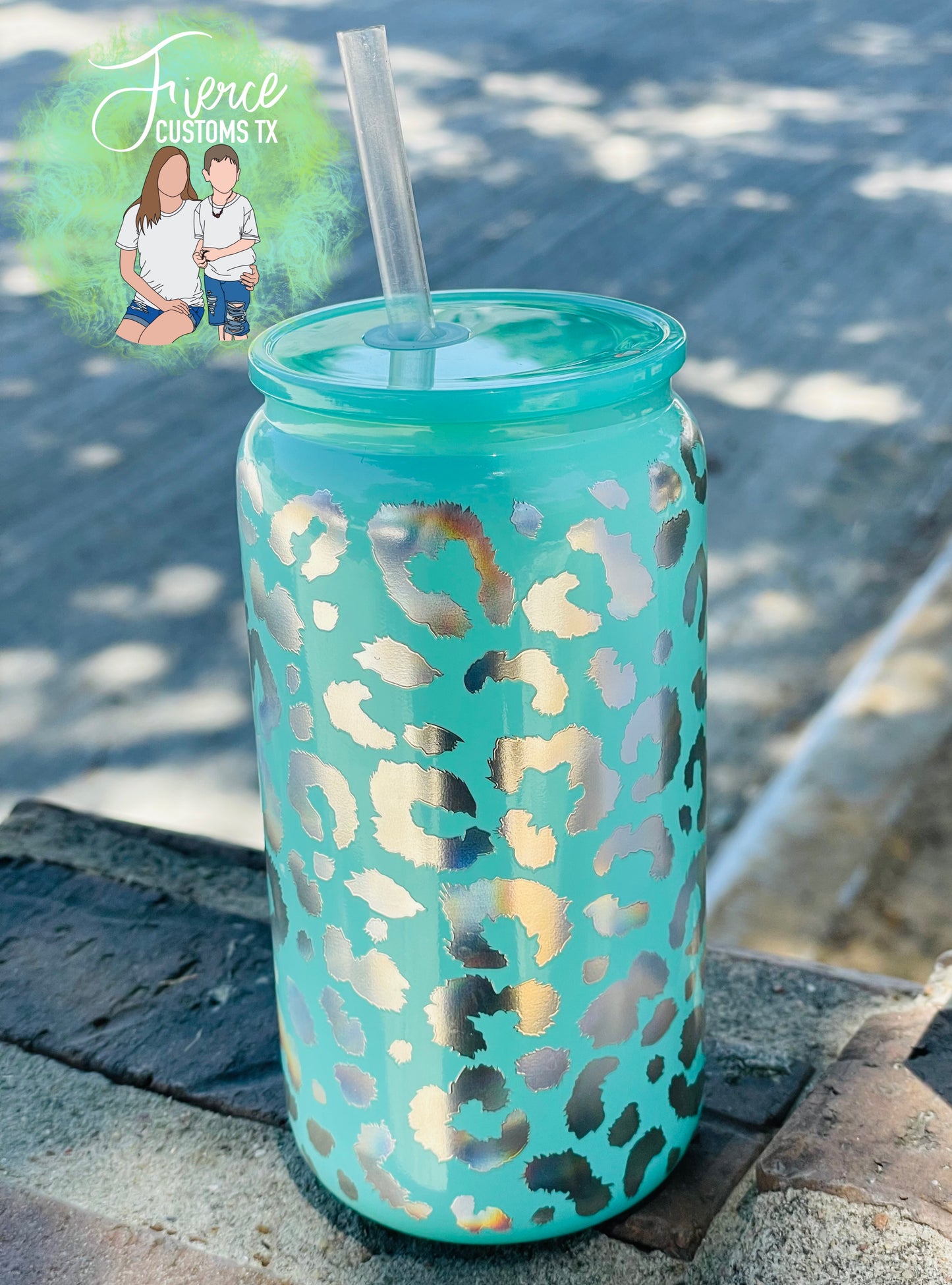 16oz Leopard Glass Cups