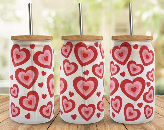 Hearts 16oz Glass